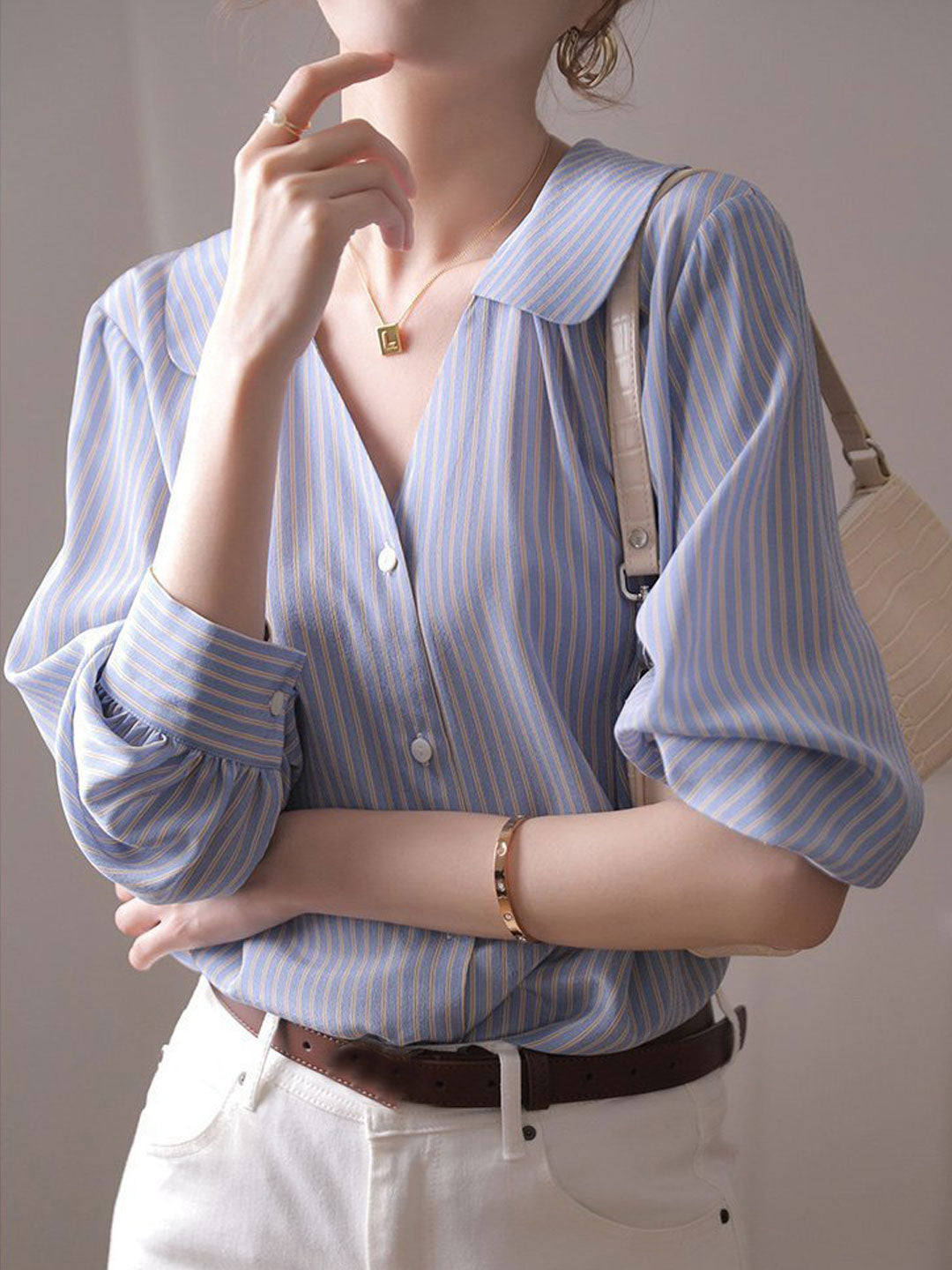 Charlotte Loose V-Neck Chiffon Shirt