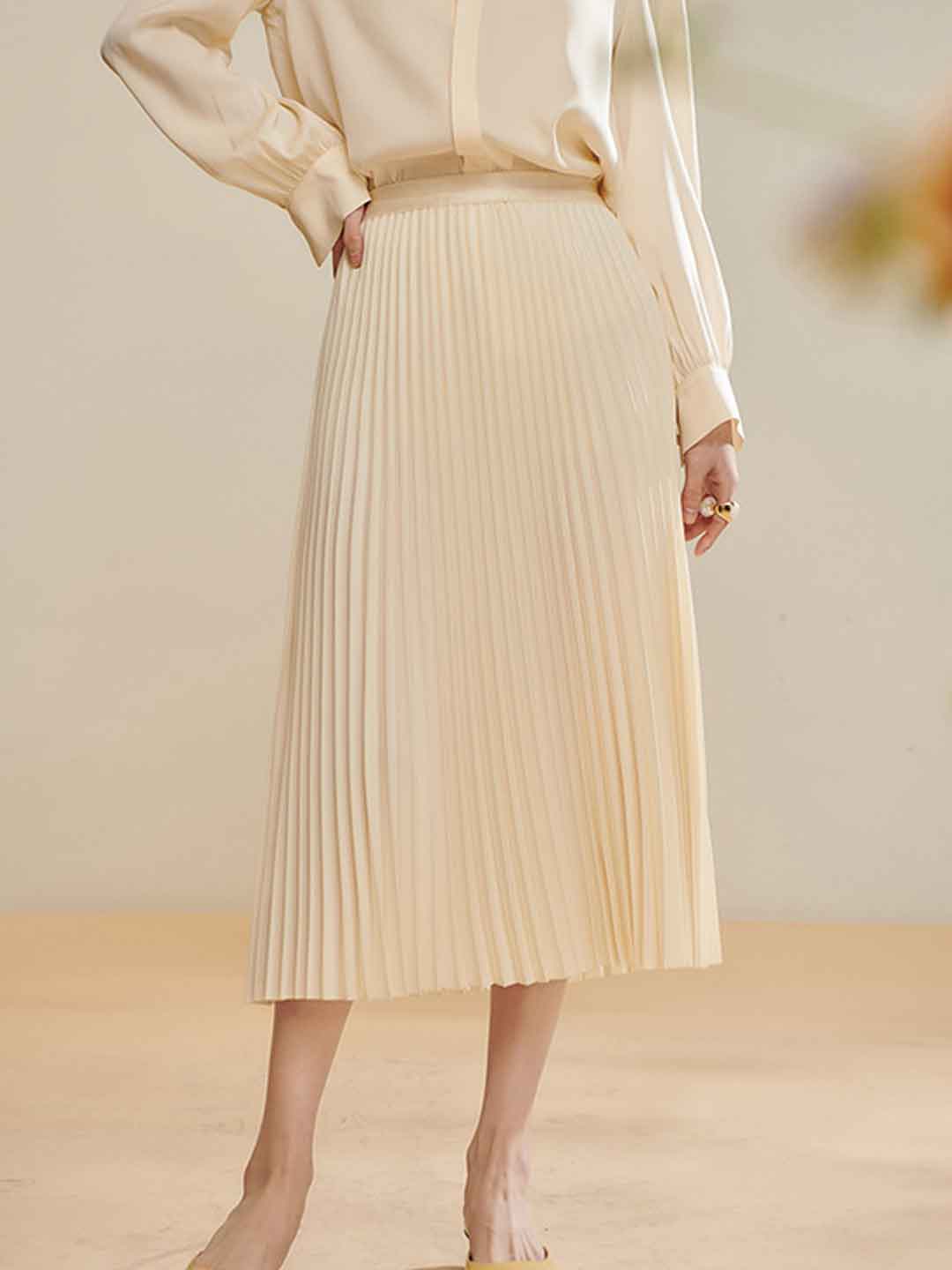 Emily Classic Satin Pleated Skirt