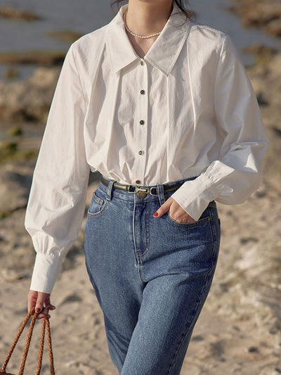 Aubrey Loose Lapel Solid Color Shirt