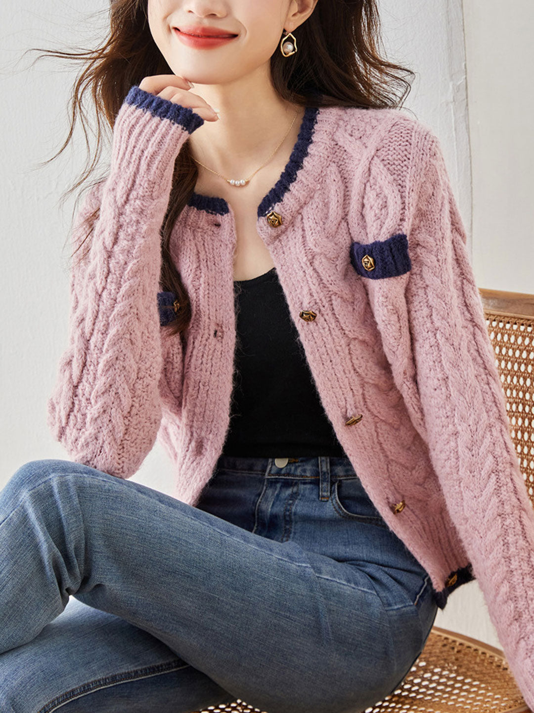 Emma Classic Thickened Knitted Cardigan Sweater