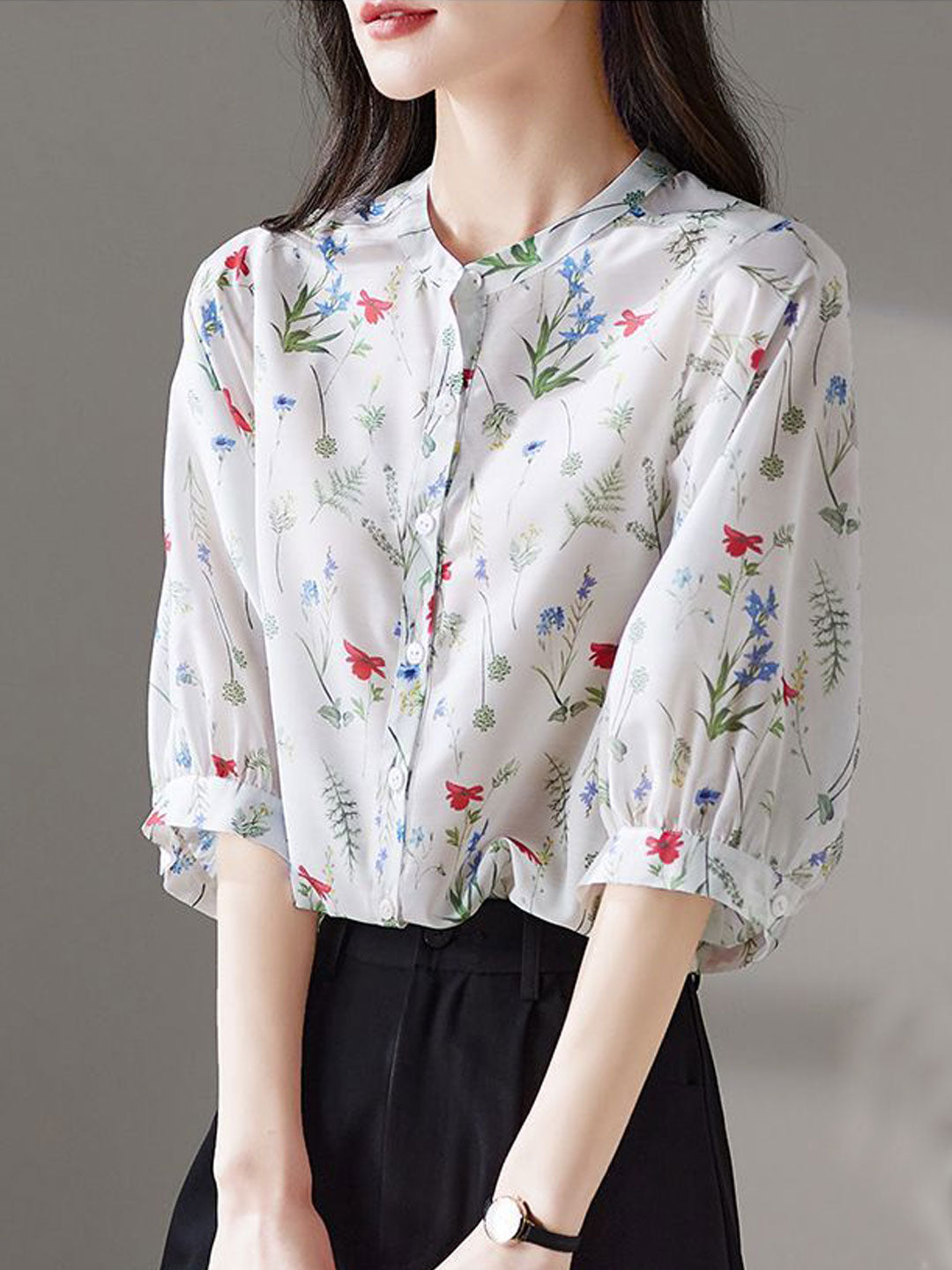 Chloe Vacation Loose Printed Chiffon Top