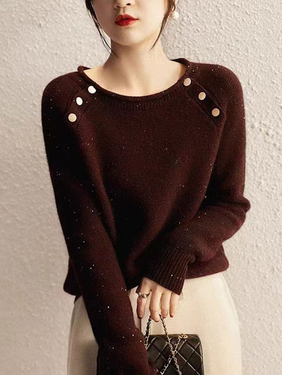 Zoey Casual Metal Button Knitted Sweater