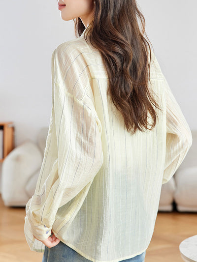 Bailey Loose Polo Collar Striped Shirt