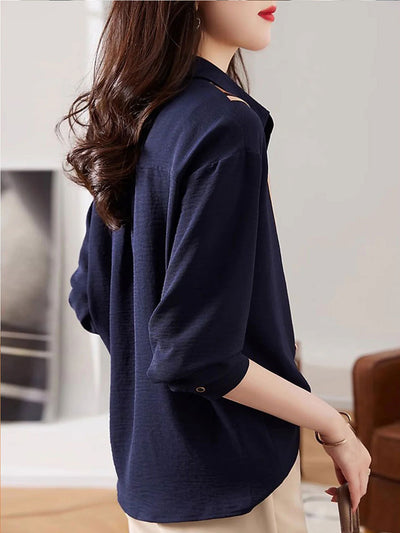 Ashley Casual Paneled Lapel Contrast Shirt