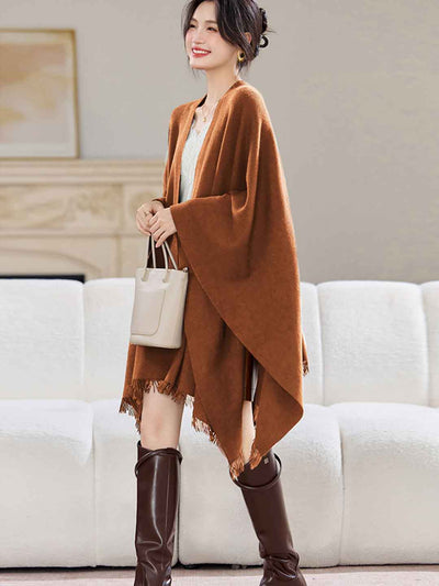 Olivia Irregular Knitted Shawl Outerwear