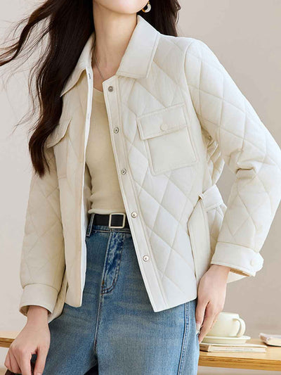 Chloe Classic Lapel Diamond Solid Color Winter Coat