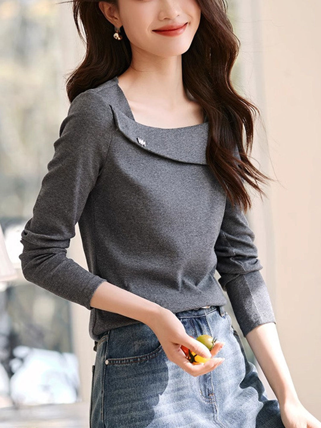 Ava Casual Square Neck Knitted Top