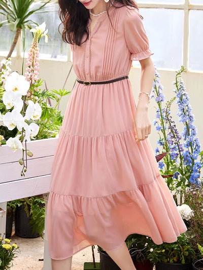 Makayla Vacation Ruffle Chiffon Dress