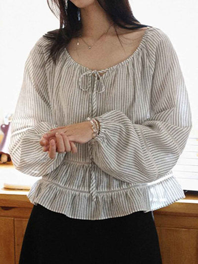 Sarah Loose Crew Neck Striped Shirt