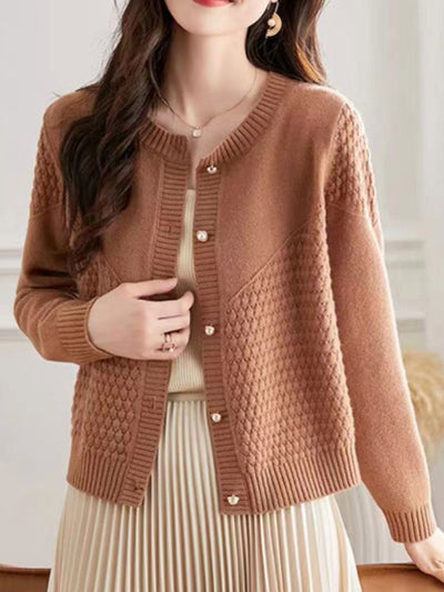 Sophia Loose Crew Neck Knitted Sweater Cardigan