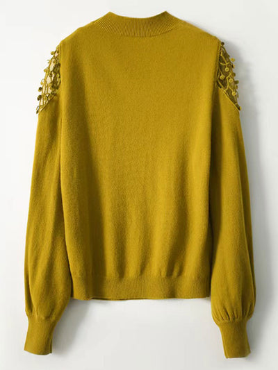 Leah Elegant Mesh Buttoned Knitted Sweater