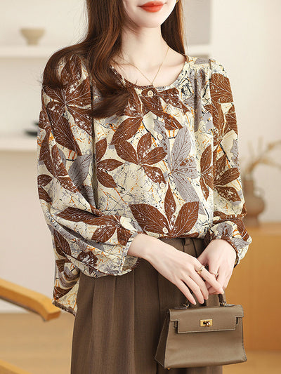 Zoey Retro Lantern Sleeve Floral Printed Top