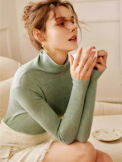 Alyssa Elegant Turtleneck Pile Neck Knitted Sweater