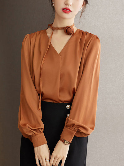 Faith Loose Pleated Tie Shirt