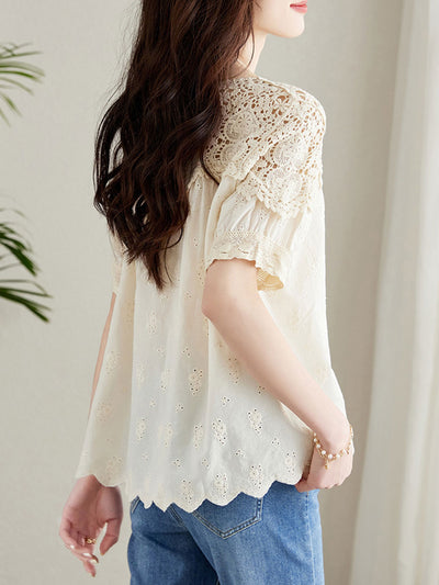 Kaitlyn Elegant Hollowed Lace Shirt