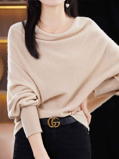 Ava Loose Swing Collar Batwing Sleeve Knitted Top