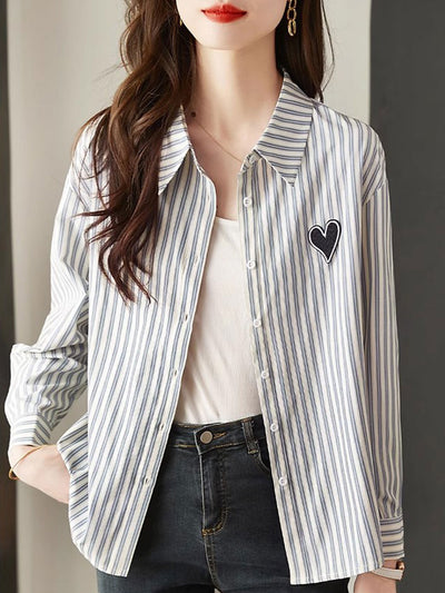 Brianna Casual Vertical Stripe Shirt