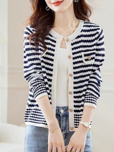 Olivia Classic Contrasting Striped Knitted Cardigan