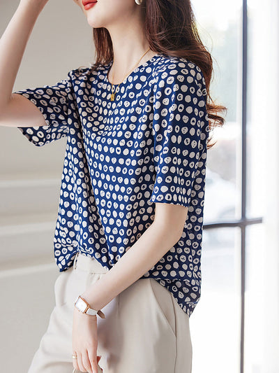 Isabella Classic Chiffon Polka Dot Printed Top