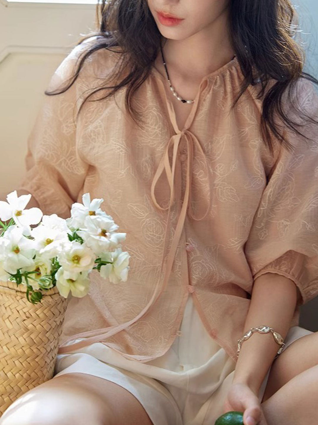 Faith Loose Crew Neck Embroidered Top