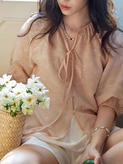 Faith Loose Crew Neck Embroidered Top