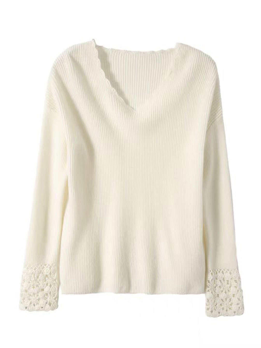 Chloe Retro Hollowed Loose Knitted Pullover Sweater-Black