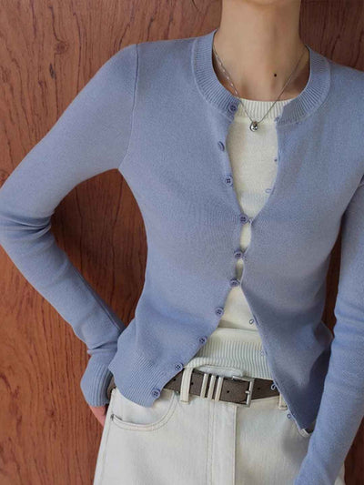 Hannah Slim Crew Neck Mock Two-Piece Knitted Cardigan