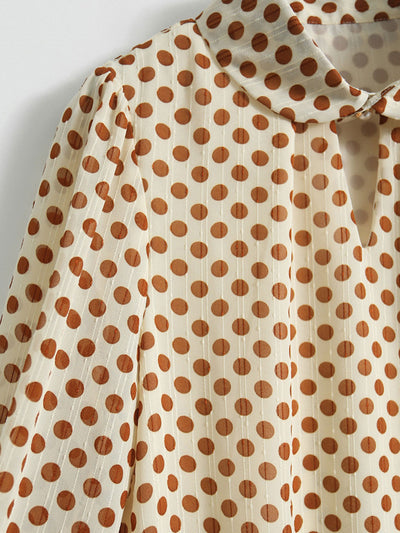 Julia Vintage Polka Dot Printed Lapel Top