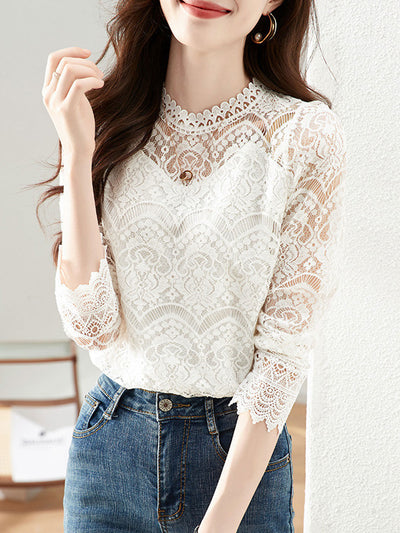 Genesis Classic Crew Neck Lace Blouse