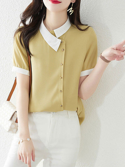 Eva Asymmetric Lapel Paneled Shirt