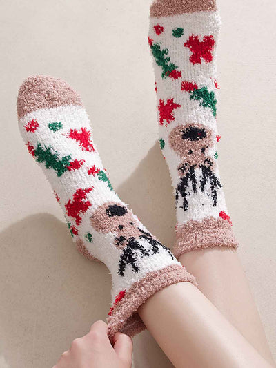 Christmas Couple Coral Fleece Socks