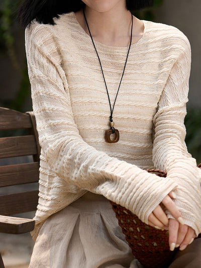 Chloe Loose Crew Neck Solid Color Knitted Top