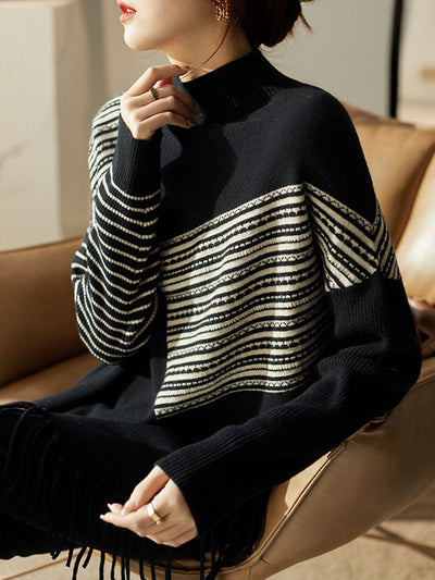 Madison Casual Irregular Hem Turtleneck Knitted Sweater