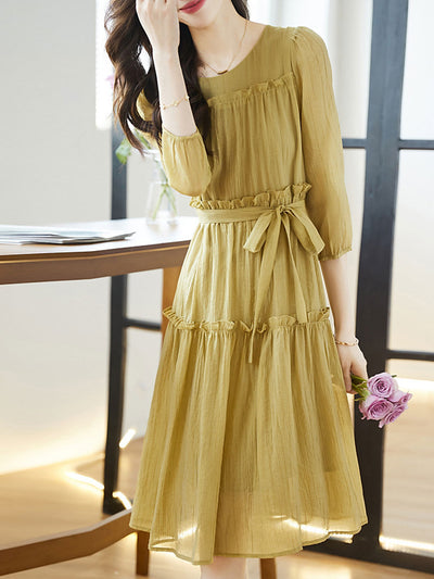 Alyssa Retro Pleated Chiffon Dress