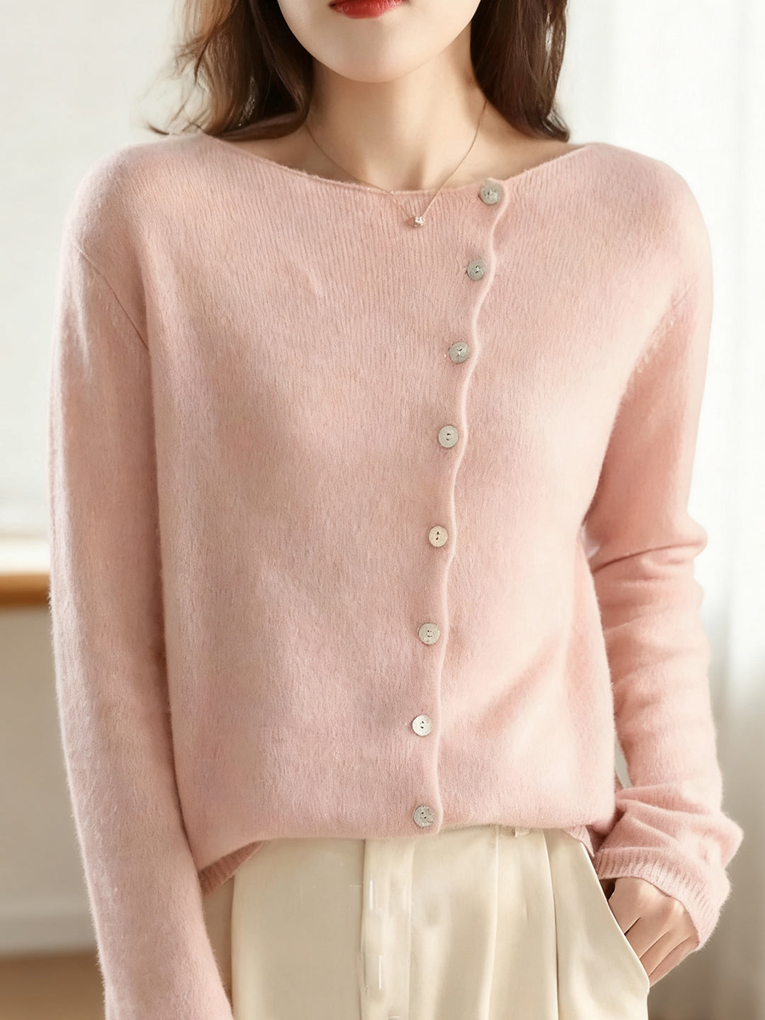 Kayla Classic Crew Neck Knitted Cardigan