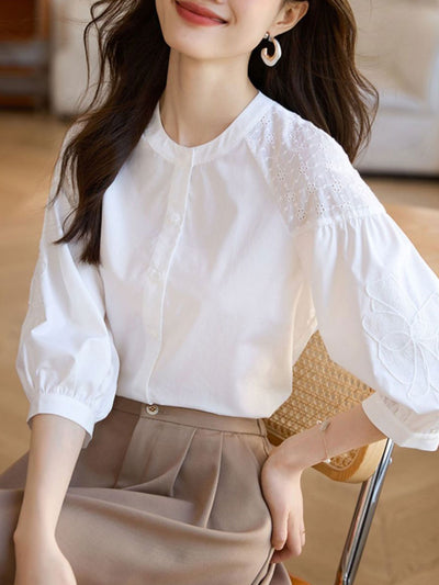 Isabella Retro Embroidered Panel Blouse