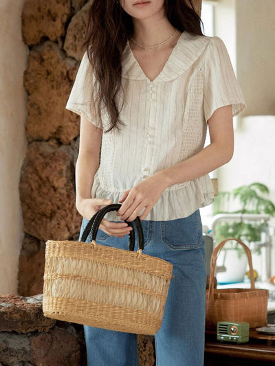 Payton Retro V-Neck Striped Waist Top