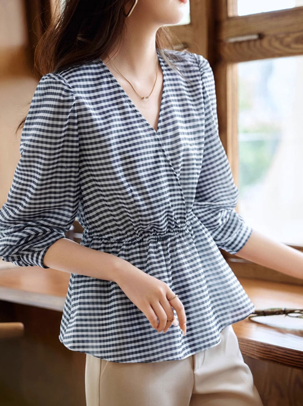 Zoe Retro Plaid Waisted Shirt