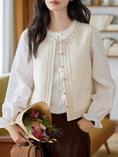 Elizabeth Loose Crew Neck Lace Vest