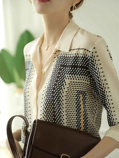 Hannah Loose Lapel Printed Plaid Shirt