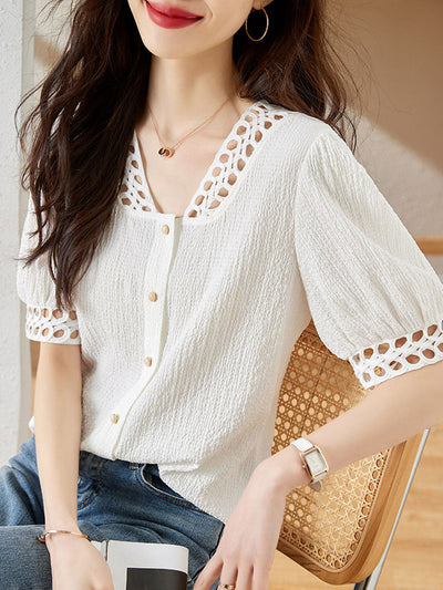 Bailey Classic Ruffled Chiffon Top-White