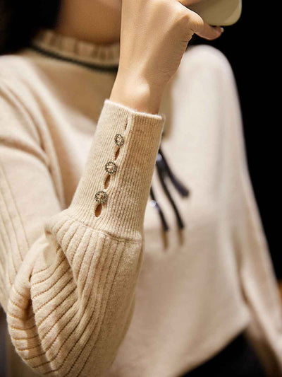 Kaitlyn Retro Turtleneck Auricular Knitted Top