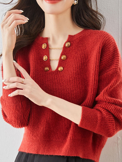 Lauren Retro Chain Pullover Knitted Sweater