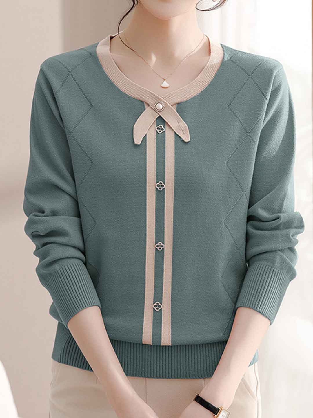 Madison Loose Crew Neck Pullover Knitted Top