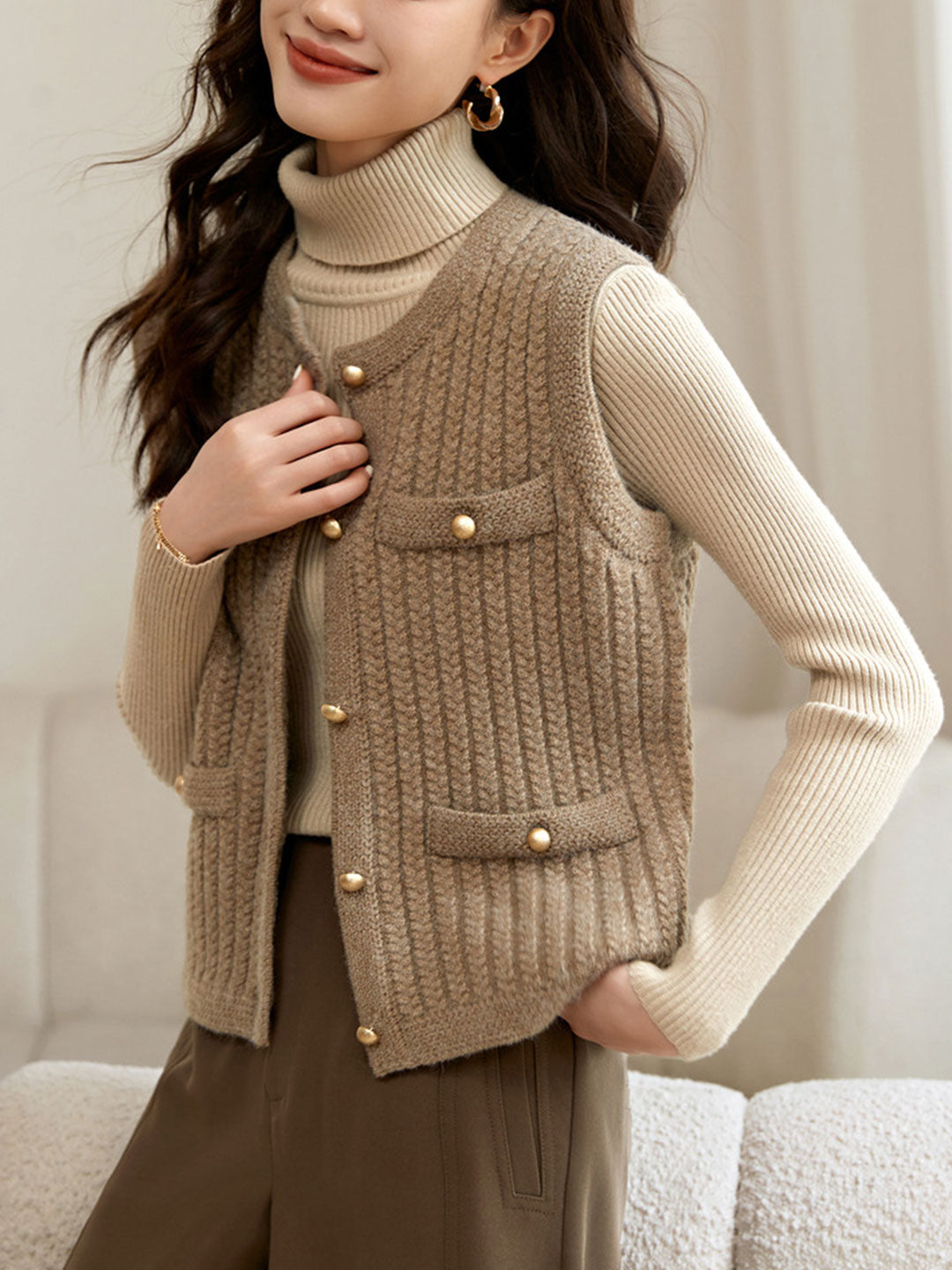 Ella Casual Knitted Vest Sweater