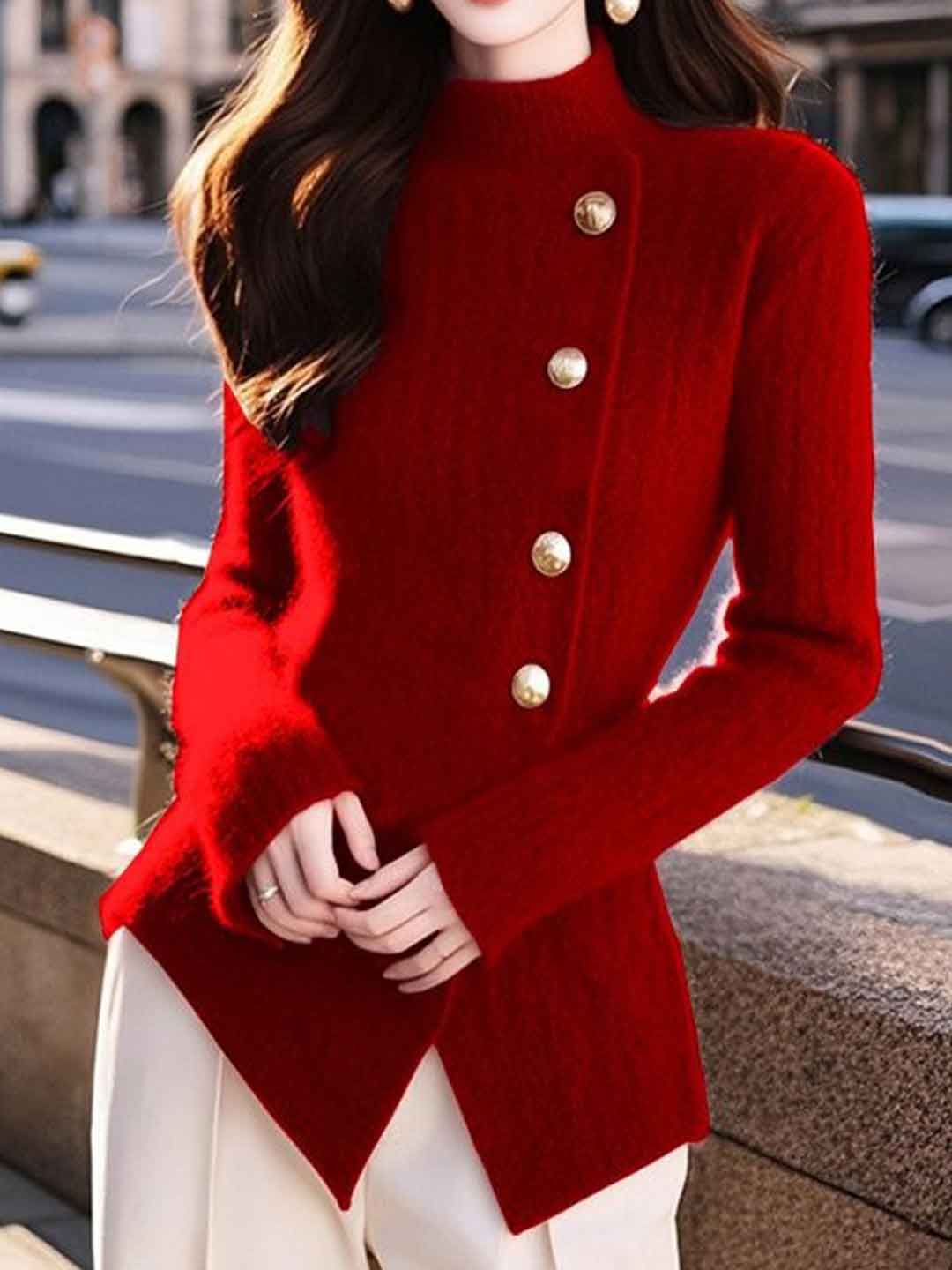 Hannah Slim Turtleneck Solid Color Knitted Top