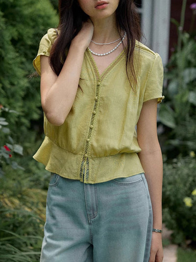 Ariana Vacation V-Neck Ruffled Top