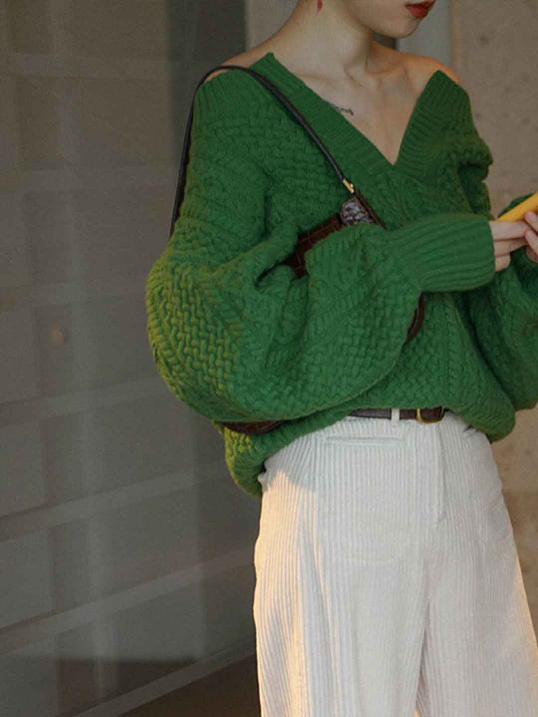 Sophia Loose V-Neck Knitted Pullover Sweater