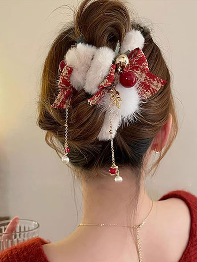 Plush Bow Hairpin Hair Accessories