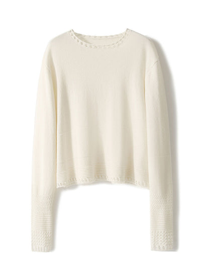 Grace Loose Crew Neck Hollowed Knitted Top